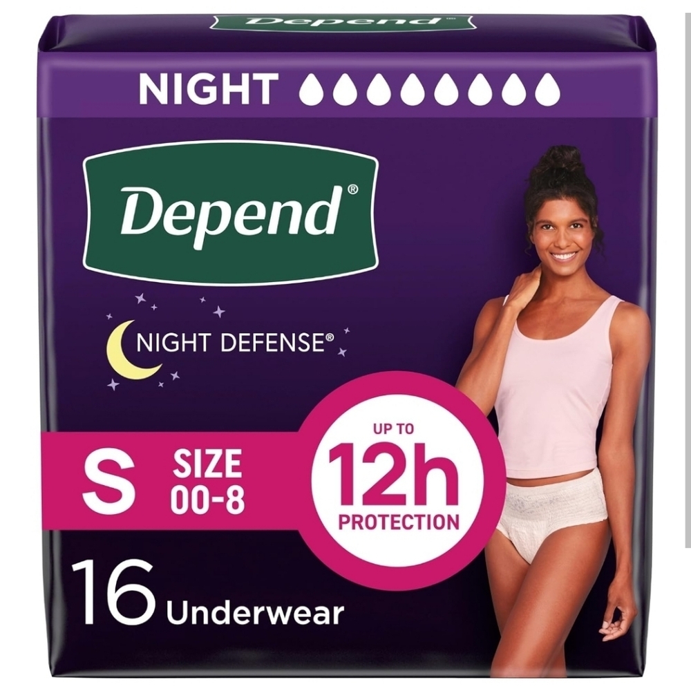 Depend Night Defense Overnight Incontinence Briefs Women Size Small 16 Underwear